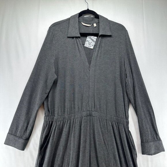 Soft Surroundings Jumpsuit Size L Tamara Cozy Jersey Zip Front Long Sleeve Gray - Picture 3 of 11